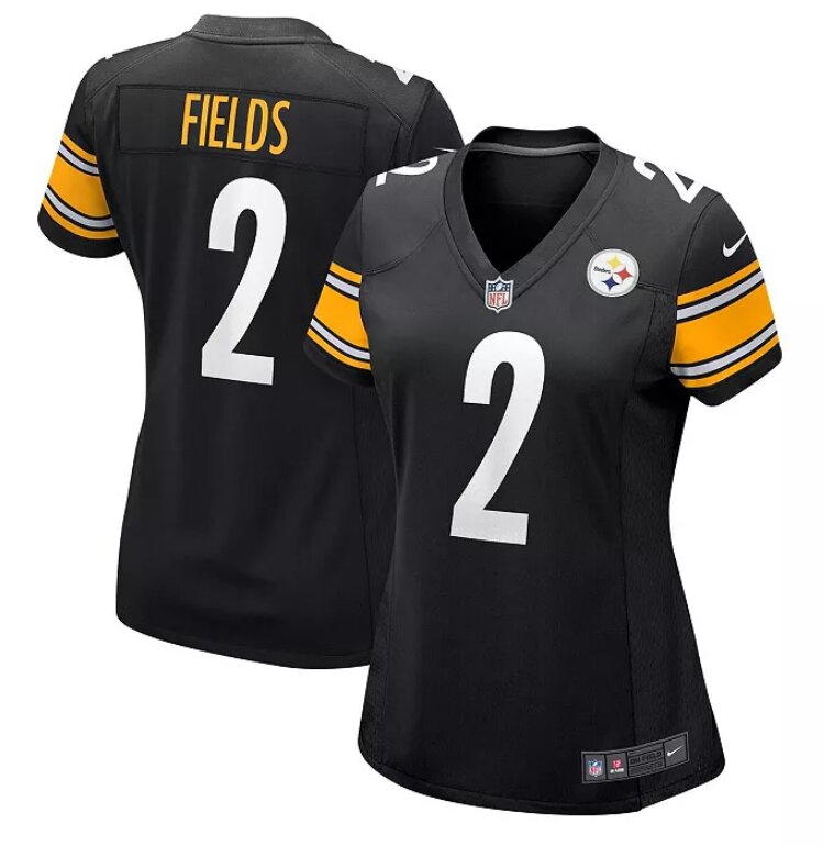 Women  Pittsburgh Steelers #2 Justin Fields Black Game 2024 NFL Nike jersey->->